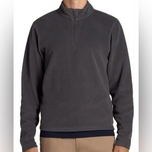 American Tall 2XLT Men's Charcoal Quarter-Zip Fleece Pullover